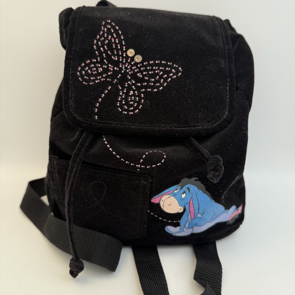 Vintage Y2K Eeyore Mini Backpack Bedazzled Glitter Purse Disney Butterfly